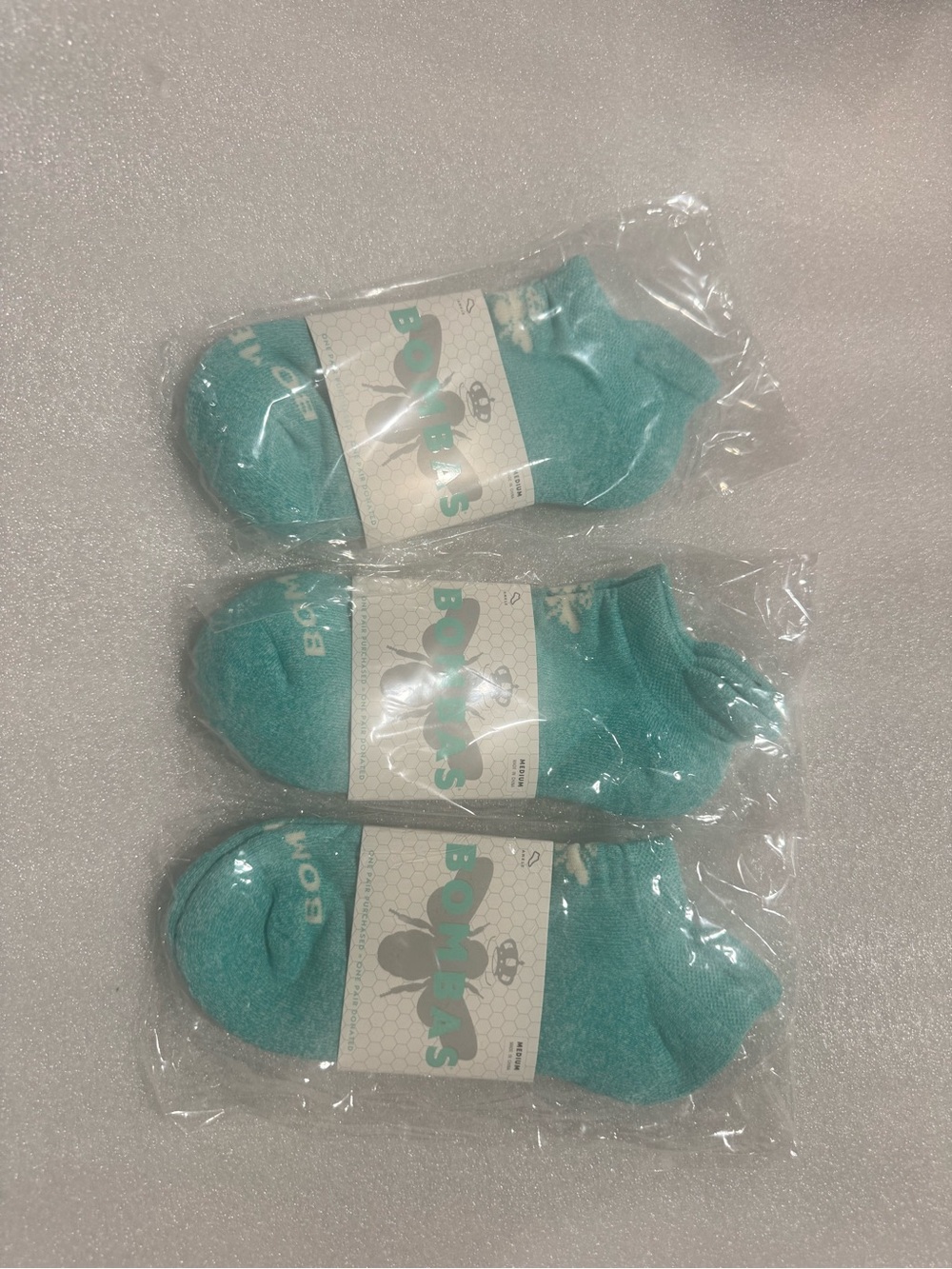 Bombas Medium Mint Green Low Cut Ankle Unisex Socks lot of 3